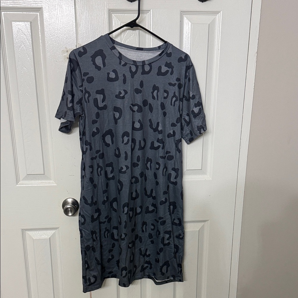 Gray Leopard Print Dress